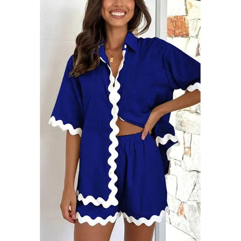 'Xenia' Half Sleeve Top and Shorts Set - Celes Fashion